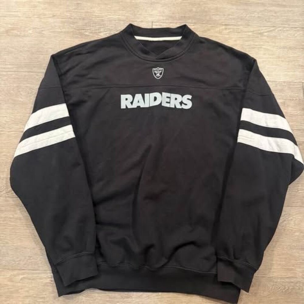 Vintage 1990s Las Vegas Raiders NFL Striped Jersey Sweatshirt Large Lee Sport